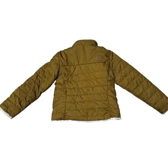 The North Face Girls Reversible Jacket XXS 5 Brown Sherpa Fleece Lined Puffer - Picture 4 of 9